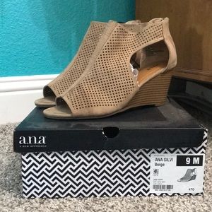 Cream color wedge heel